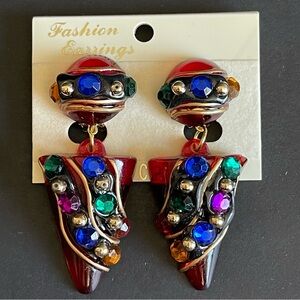 Vintage Colorful Fashion clip on Earrings.